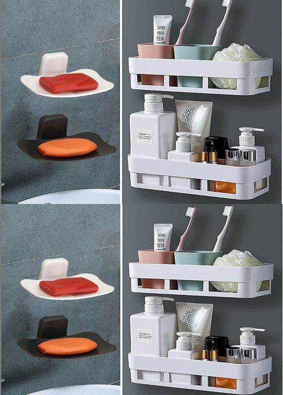 ALUCINANTE Plastic Wall Shelf  (Number of Shelves - 4, White)