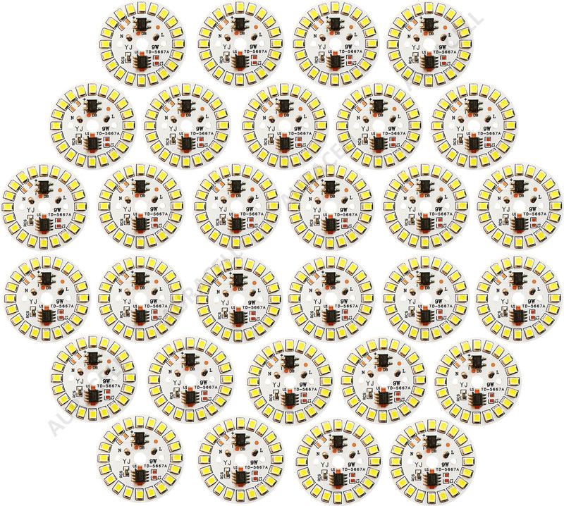 AURACELL 9 watt White LED MCPCB DOB (Direct on Board) pack of 30 pieces LED Driver