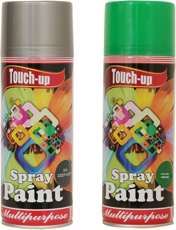 Touch-up Ready-to-Use Aerosol Spray Paint for Car, Bike, Wall Painting, Home & Furniture Medium Grey & Olive Green Spray Paint 400 ml  (Pack of 2)