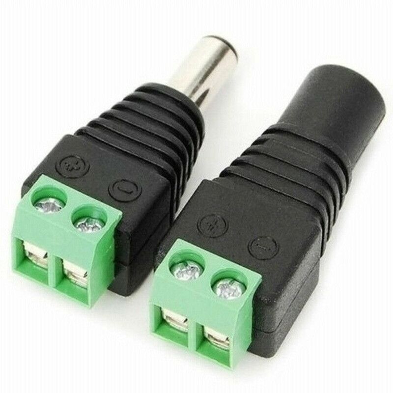 MERKEL 5pairs / 10 pcs DC 12V Power Supply Plug Adapter Connector for 5050 3528 LED Strip Light & CCTV Connector Wire Connector  (Black, Pack of 10)