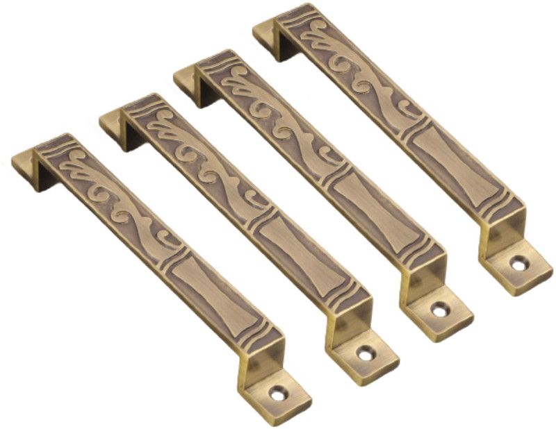 TREDWERE Brass Door Handles(Premium Quality) (7 Inch) Main Door Handle Brass, Antique- Finish Door Handles For Home And Office (Pack Of 4) Brass Cabinet/Drawer Handle  (Gold Pack of 4)