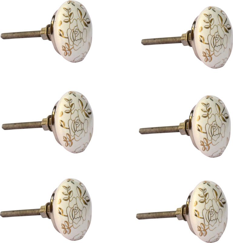 Newai Ceramic Door Handle  (Gold Pack of 6)