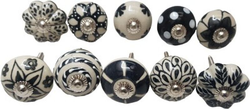 indian crafts Cabinet, Chester, Drawers, Door Knobs Ceramic Cabinet/Drawer Handle  (Black Pack of 10)