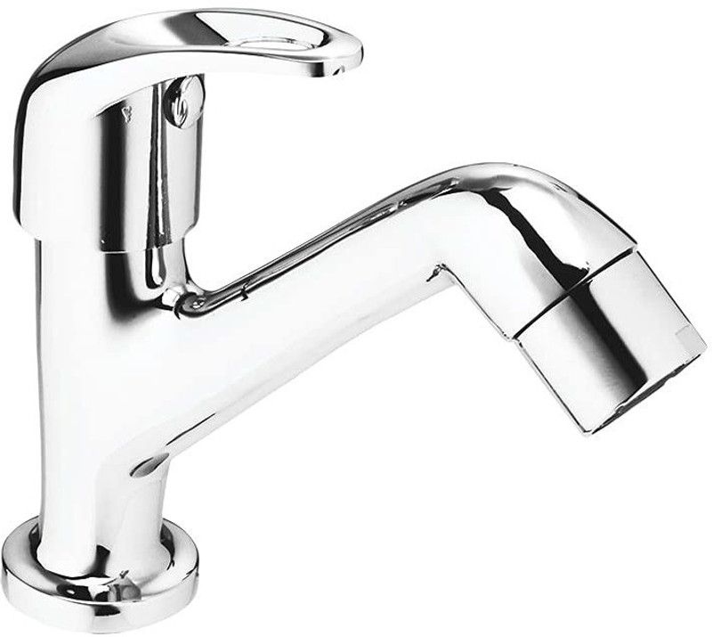 Divergent Single_LVR Brass High_Neck Pillar Cock Series Chrome Plated With Wall Flange Pillar Tap Faucet  (Deck Mount Installation Type)