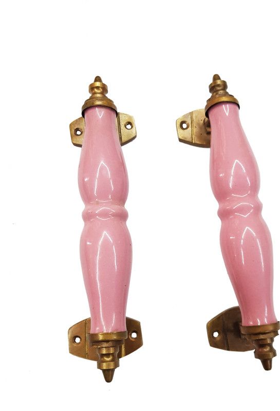 indian crafts IC-FON-1064 Ceramic Door Handle  (Pink Pack of 2)