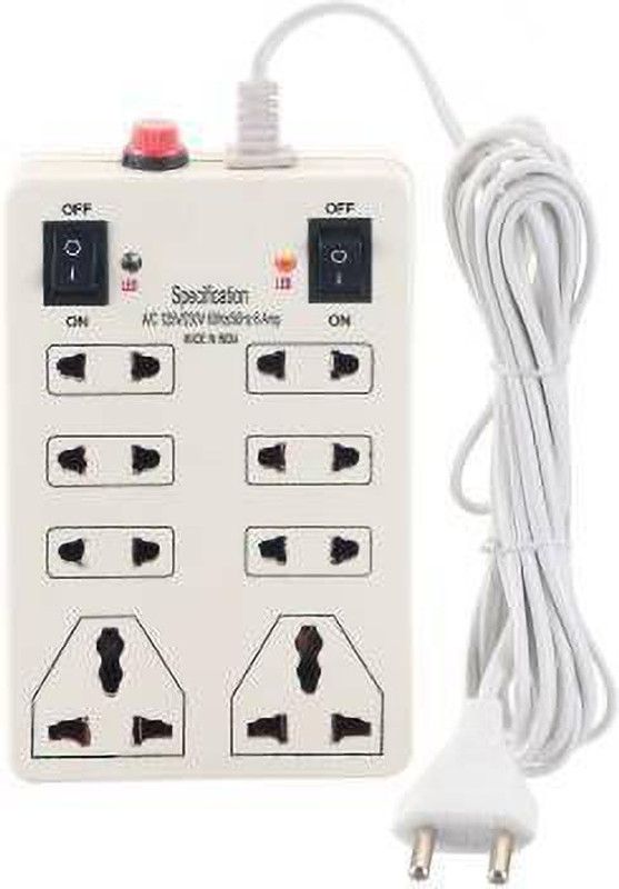 Quickato 8 SOCKET 2 SWITCHES EXTENSION CORD/ EXTENSION BOARD -2.50 Meter Cord Length 8 Socket Extension Boards 8 Socket Extension Boards  (Beige, 8 m)