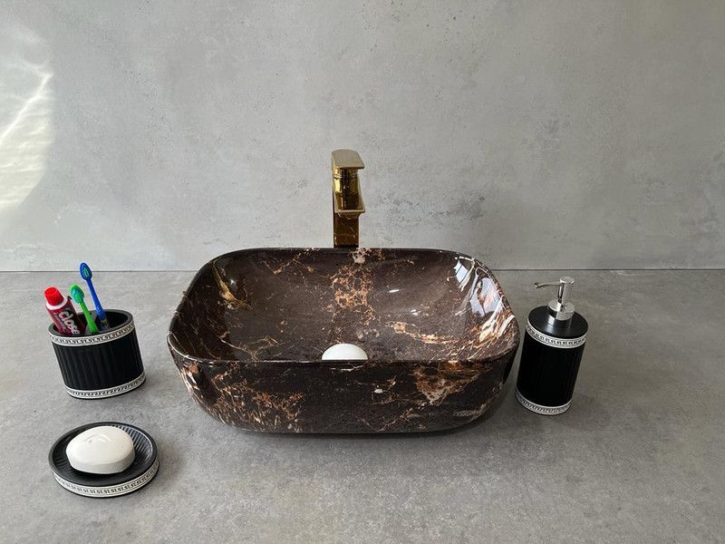 ROSSABELLA Premium quality designer table top wash basin 18x13x5 glossy finish N/34 Counter Top  (Multicolour)