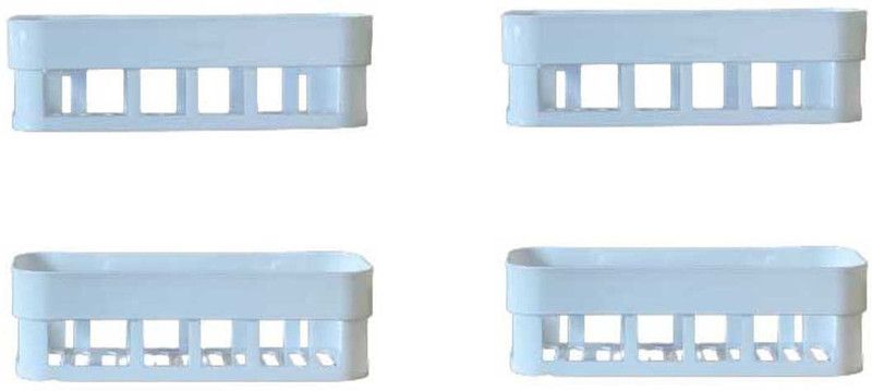 SOCHEP Plastic Self Adhesive Organizer Storage Hanging Shower Caddy Rack Shelf for Bathroom (Bathroom Rack - 4pcs Set) Plastic Wall Shelf  (Number of Shelves - 4, Multicolor)