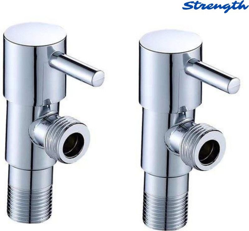 Strength SAV-02 - Standard Grade Turbo Angle Cock Valve For Bathroom Tap,,Geyser and Wash Basin Connection , Brass Chrome Plated ( Set of 2 Pcs, 1/2", 13 mm) Angle Cock Faucet  (Wall Mount Installation Type)