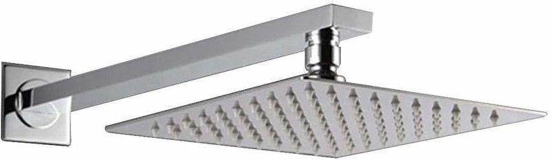 Kurvz 8"x8" Stainless Steel Ultra Slim Square Rain Shower Head with 15inch square arm (Pack of - 1) Shower Head