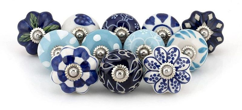 Craft Trade Door Knobs for Drawers Pottery Brass Fitting Pull Handle for Dressers Pack of 25 Ceramic Cabinet/Drawer Handle  (Multicolor)