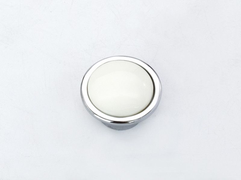 Rab (Code:- Knob 609, Size:- Small, Finish:- CP-White) Zinc Cabinet/Drawer Handle  (Silver, White Pack of 1)