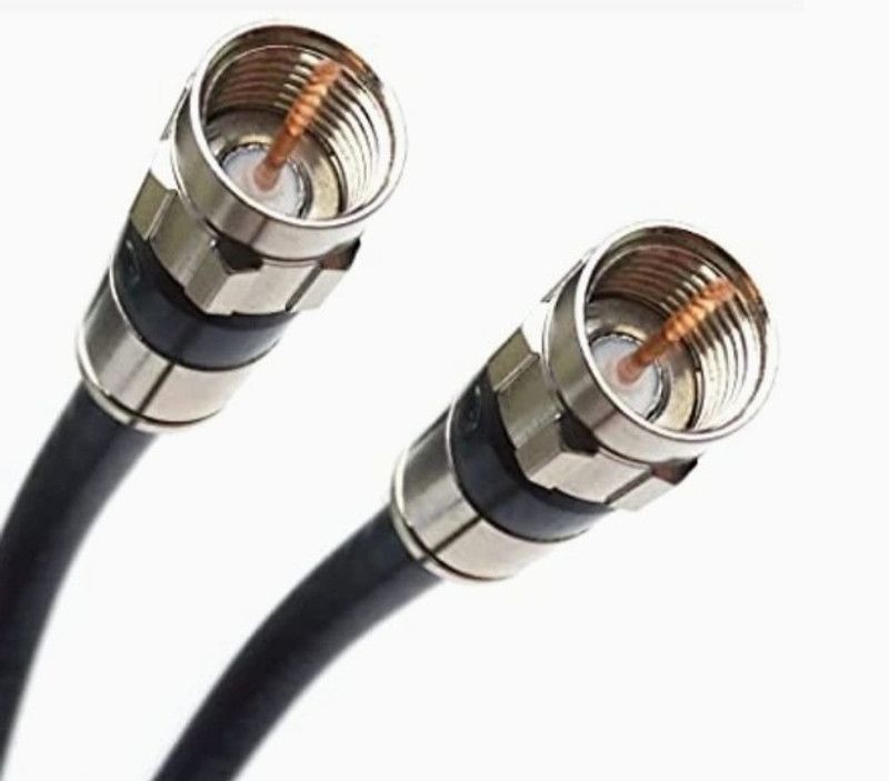 V A Antiques RG 6 Coaxial Cable Wire DTH with F type connector and clips 1 sq/mm Black 20 m Wire  (White)