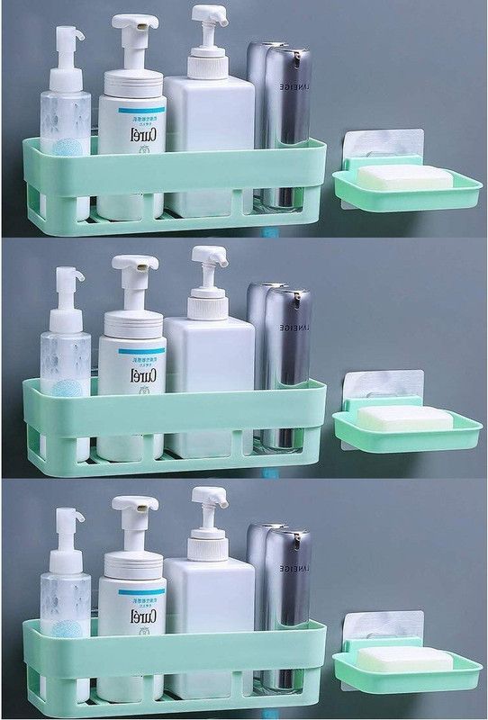 Plastic Wall Shelf  (Number of Shelves - 6, Green)