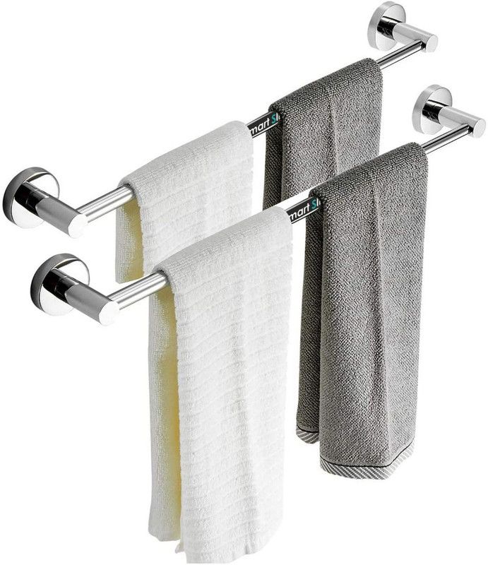 SMART SLIDE Stainless Steel Towel Bar (Pack of 2) /Towel Rod/towel Holder/Towel Ring for Bathroom and Kitchen (24 Inch-Nickel Chrome) 24 inch 1 Bar Towel Rod  (Steel Pack of 2)