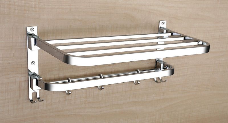 Frap Stainless Steel Folding Towel Rack for Bathroom | Towel Stand | Hanger | Bathroom Accessories (24 inch) Steel Towel Holder  (Steel)