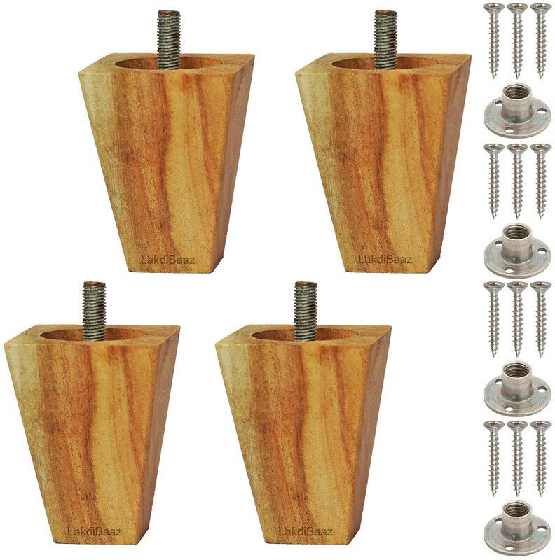 LAKDI-BAAZ Wooden Leg Square Uncolored Ready to Polish for Sofa and Furniture 3 Inch Sofa Legs  (Furniture Accessories, Wood)