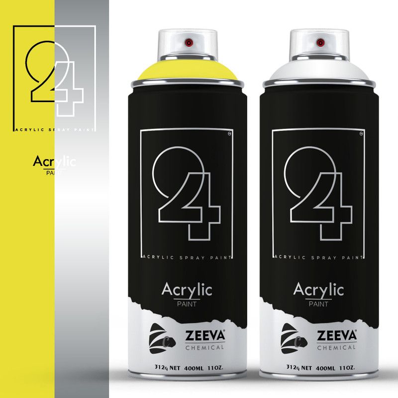 24 Acrylic Jasmine Yellow & Silver Pearl Spray Paint 400 ml  (Pack of 2)