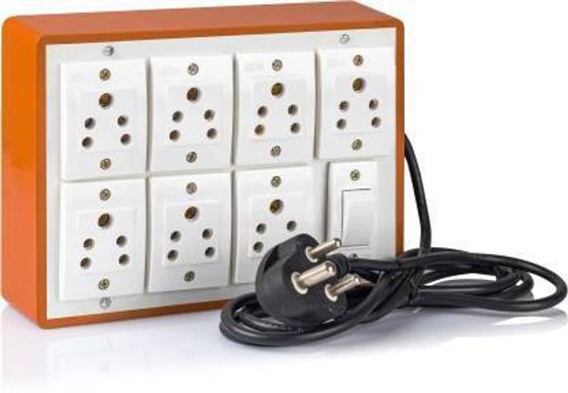 JELECTRICALS PVC Extension Switch Board with ONE 5amp Switches and SEVEN 5amp Sockets Along with 4yard 3pin Cord 7 Socket Extension Boards  (White, Brown)