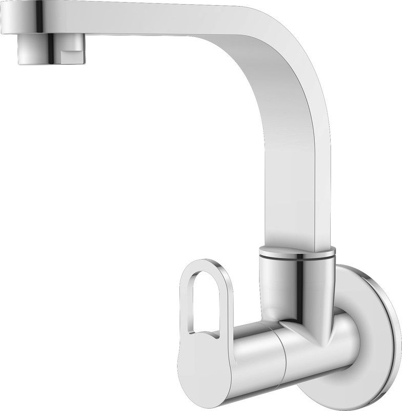 DULCET Kitchen Sink Cock Brass Squre Type Wall Mounted Sink Cock/Tap with Moveble Spout 360 Degree Rotating/Moving Chrome Finish Use for Wash Basin/Home(Sky)(Sk110-09) Bib Tap Faucet  (Wall Mount Installation Type)