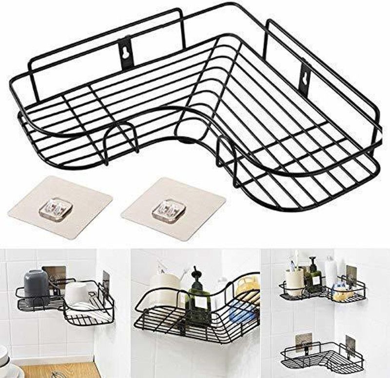 KitchExpo bathroom corner shelf Stainless Steel Wall Shelf  (Number of Shelves - 1, Silver)