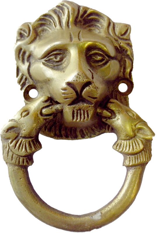 B H A R A T H A A T BHARAT HAAT Door Knocker with Lion face Design Brass Collectible Handicraft Small Art BH00254 Brass Door Knocker  (Brass)