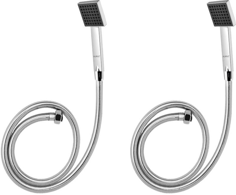 Kurvz Telephonic (ABS) Hand Shower With 1.5 mtr Flexible PVC Tube And Wall Hook- (Set of 2) Shower Head