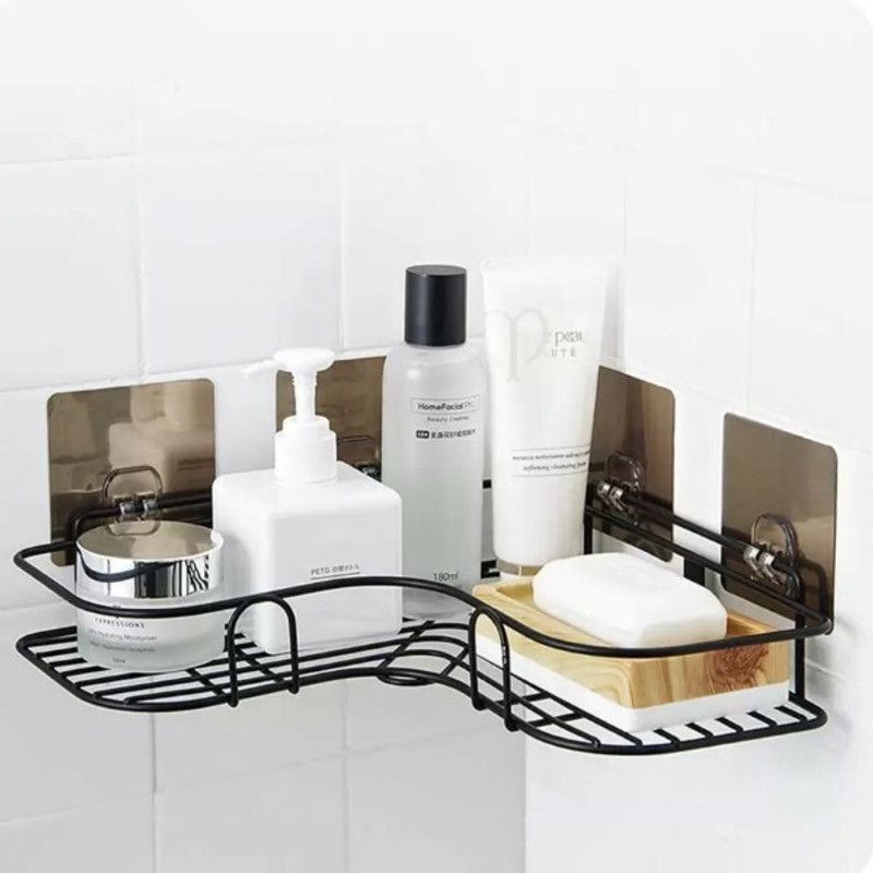 DaduGirase Wall Mounted Shower Storage Corner Shelf Holder Stainless Steel Wall Shelf  (Number of Shelves - 1, Black)