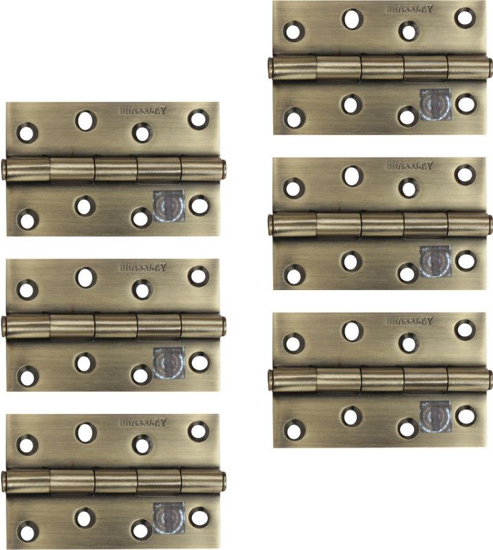 Brassley Door Butt Hinges 4 inch x 12 Guage/ 2.5mm Thickness, Riveted Type (Stainless Steel, Premium Antique Finish) 6 Butt/Mortise Hinge  (Antique Pack of 6)