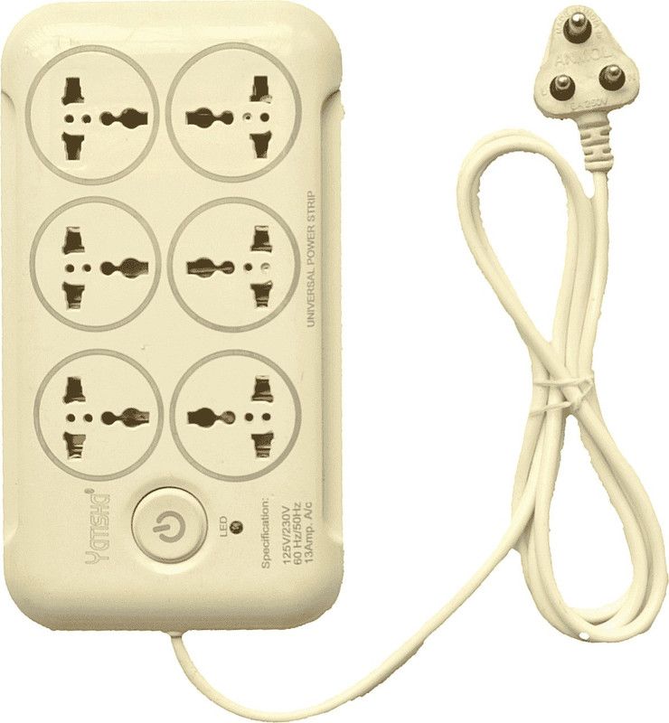 Shokeen enterprises Extension switch board( pack of 1) white color voltage 240 A Six Pin Socket