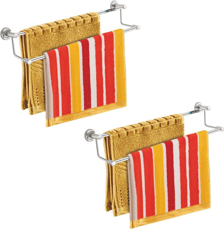 SMART SLIDE Stainless Steel 24 inch Heavy Double Towel Rod/Towel Bar/Towel Holder/Towel Rack for Bathroom and Kitchen (Pack of 2) 24 inch 2 Bar Towel Rod  (Steel Pack of 2)