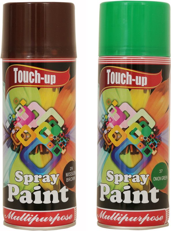 Touch-up Ready-to-Use Aerosol Spray Paint for Car, Bike, Wall Painting, Home & Furniture Mission Brown & Onion Green Spray Paint 400 ml  (Pack of 2)