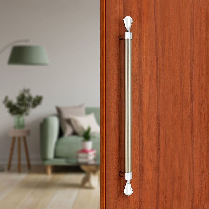LAPO Door Handles for Main Door/Glass Door Handle(24 inches, Cp matt Finish) Zinc Door Handle  (Silver Pack of 1)