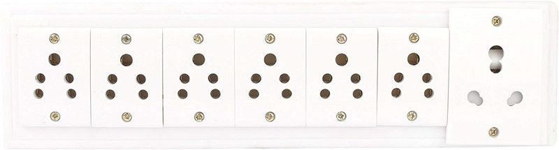 Tinax Heavy Duty Wooden Extension Board (7 Sockets[6 Nos 6A,1 Nos 16A+6A ) 10 Meter Wire 7 Socket Extension Boards  (White, 10 m)