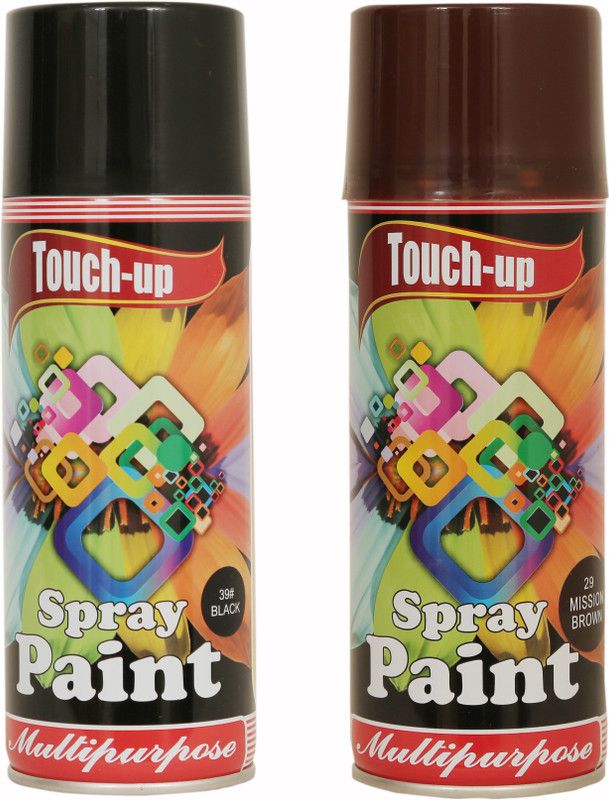 Touch-up Ready-to-Use Aerosol Spray Paint for Car, Bike, Wall Painting, Home & Furniture Black & Mission Brown Spray Paint 400 ml  (Pack of 2)