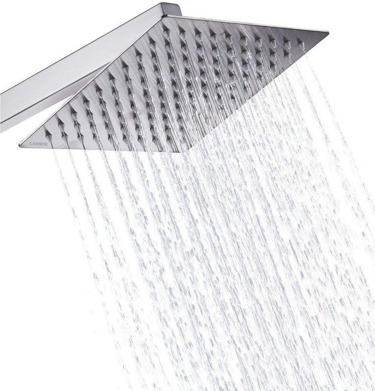 Kurvz 6"x6" Stainless Steel Ultra Slim Square Rain Shower Head with 15inch square arm (Pack of - 1) Shower Head