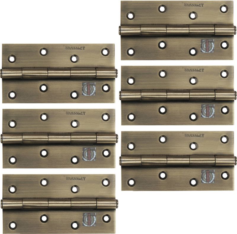 Brassley Door Butt Hinges 5 inch x 12 Guage/ 2.5mm Thickness, Riveted Type (Stainless Steel, Premium Antique Finish) (BL-R-5X12) (6, Antique) Butt/Mortise Hinge  (Antique Pack of 6)
