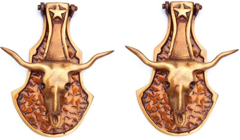 SUSAJJIT DECOR Susajjit Decor Bull Face Door Knocker of Brass Classic for Door Decor Brass Door Knocker  (Brass)