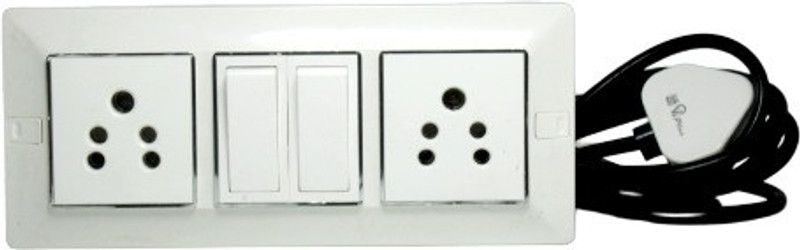 JELECTRICALS Modular Extension Board With 2 Branded Sockets and 2 Branded Switches With 3 Meter Long Wire 2 Socket Extension Boards  (White, 3 m)