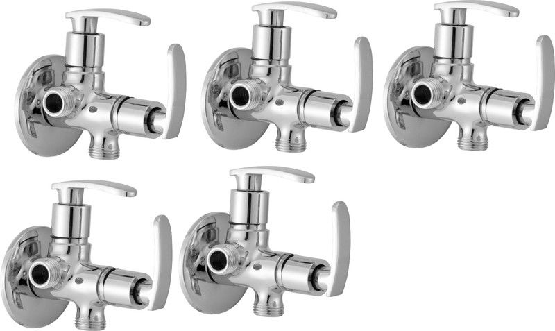 LOGGER - Two way Angle cock with Flange (L20010075A) Pack of 5 pcs Twin Elbow Valve Faucet  (Wall Mount Installation Type)