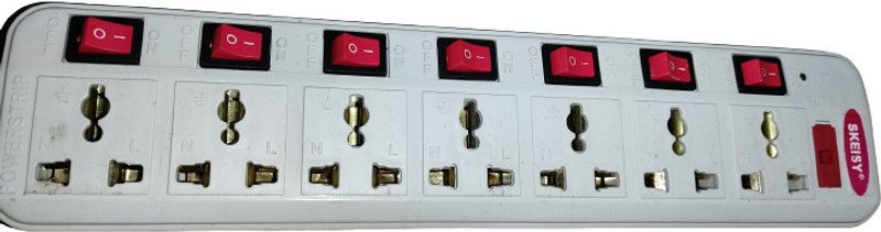 Skeisy EXTENSION CORD/BOARD 7 SOCKET 7 SWITCH POWER UP 6AMP AND POWER 240V 7 Socket Extension Boards  (White, 3 m)