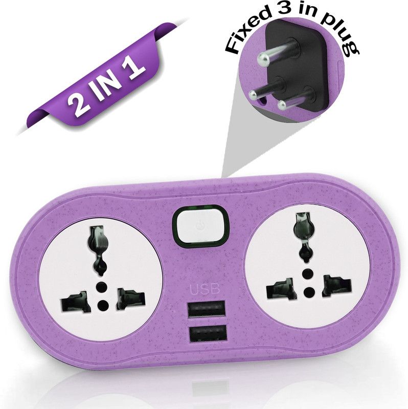 Make Ur Wish Compact Extension Cord 2 USB Port Universal Multiplug 2 Socket 10 A Three Pin Socket