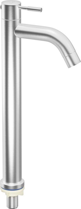 PIXAFLO SS-304 Tall Pillar Cock Tap (12 Inches) Tall Body Tall Boy (Brushed Silver) Extended Pillar Tap Faucet  (Deck Mount Installation Type)