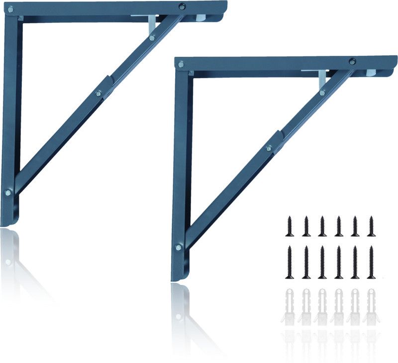 Lsarimo Folding Shelf Table Brackets, 2pcs Heavy Duty Collapsible Foldable Bracket 16 Inch Bracket for Making Wall Mounted Folding Study Desk, Storage Rack Shelf Bracket  (Steel)