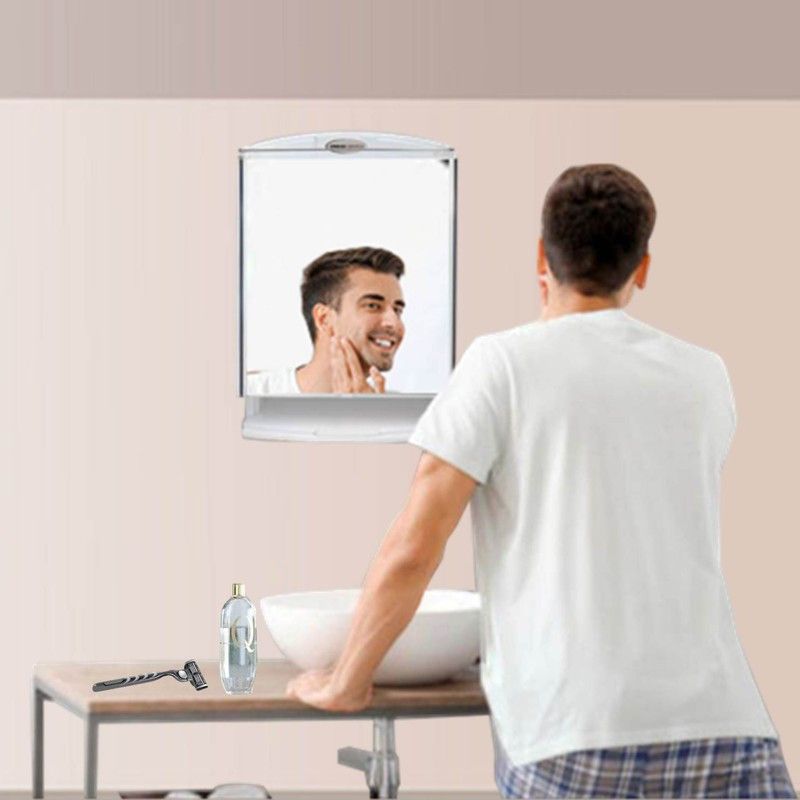 URBAN CHOICE Grooming Items Organiser With Shaving Bathroom Mirror  (Rectangle Finish : Glossy)