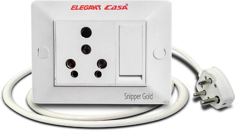 Elegant Casa Extension Board 6Amp Indian Socket with Individual Switch Comes with 3 core 1.5 1 Socket Extension Boards  (White, 3 m)