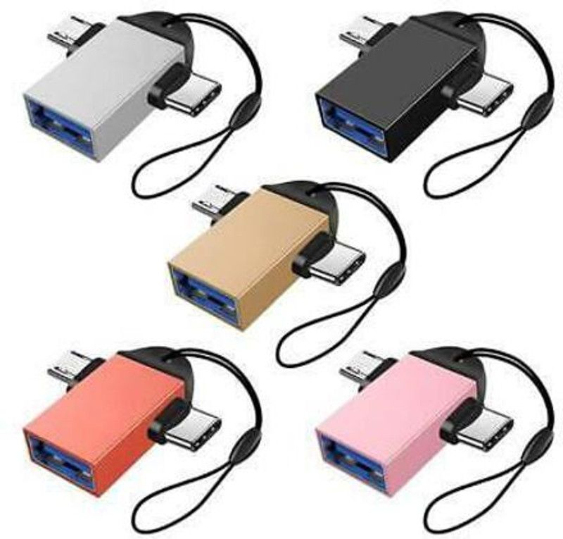 99Gems MICRO USB TYPE C 2 IN 1 OTG ADAPTER Wire Connector  (Black, Pack of 1)