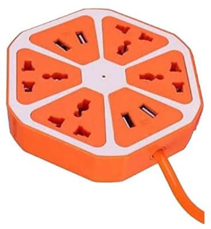 Gali Bazar EBG312 4 Socket Extension Boards  (Orange, 2 m, With USB Port)
