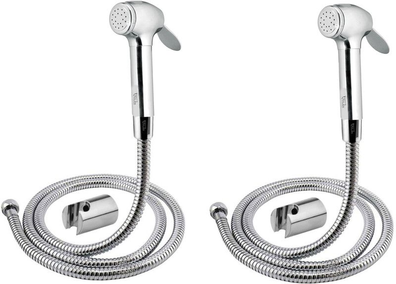 AVLEN Dolphin (BRASS) Health Faucet with 1.5 mtr Flexible SS Tube and Wall Hook (Set of 2) Faucet Set