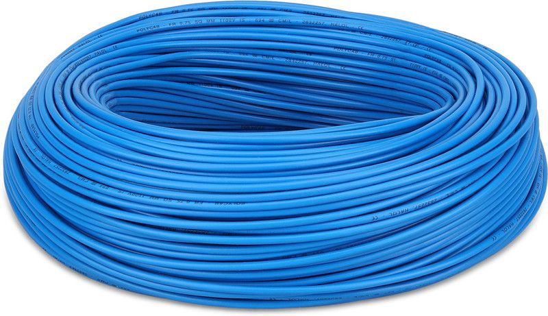 Polycab FR Grade PVC Compound 0.75 sq/mm Blue 90 m Wire  (Blue)